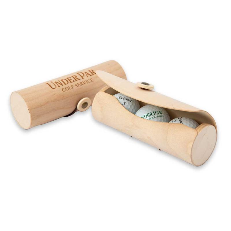 Verpackung aus Holz für Logobälle