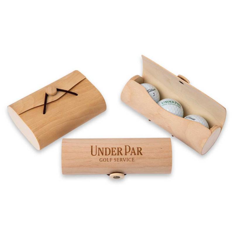 Verpackung aus Holz für Logobälle