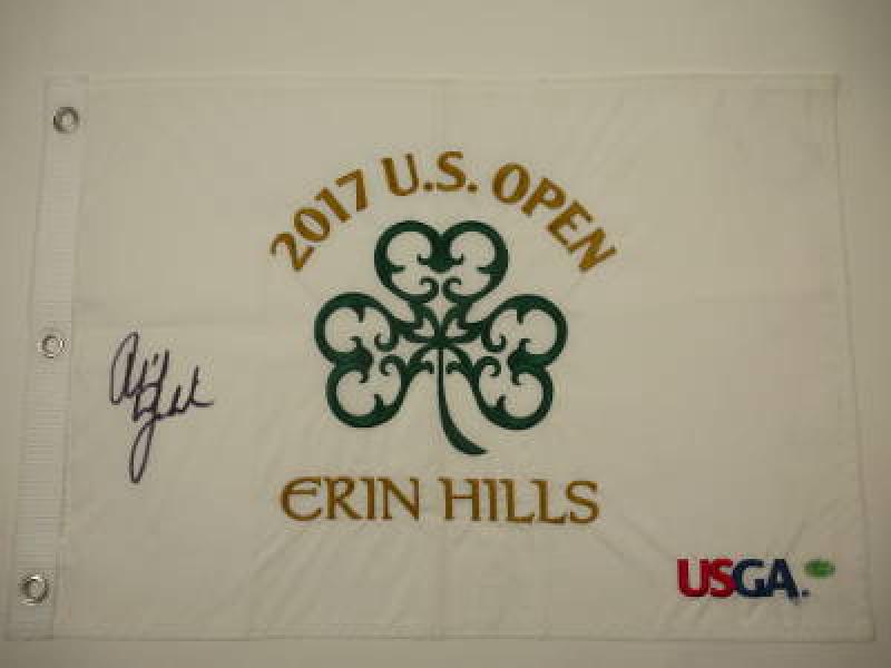 Lochfahne / Pin Flag, US Open 2017 Erin Hills, Autogramm Phil Mickelson