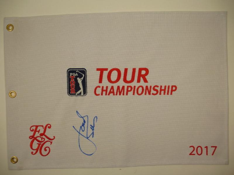 Pin Flag / Lochfahne European Tour Championship 2017 signed Jordan Spieth im Eastlake GC