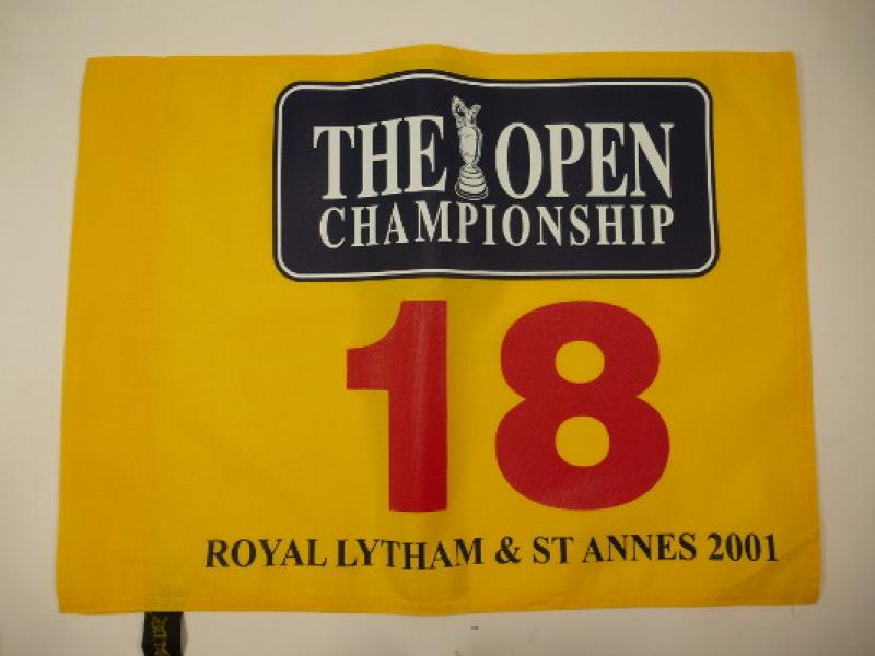 Lochfahne / Pin Flag, The Open, Royal Lytham & St. Annes 2001, unsigniert.