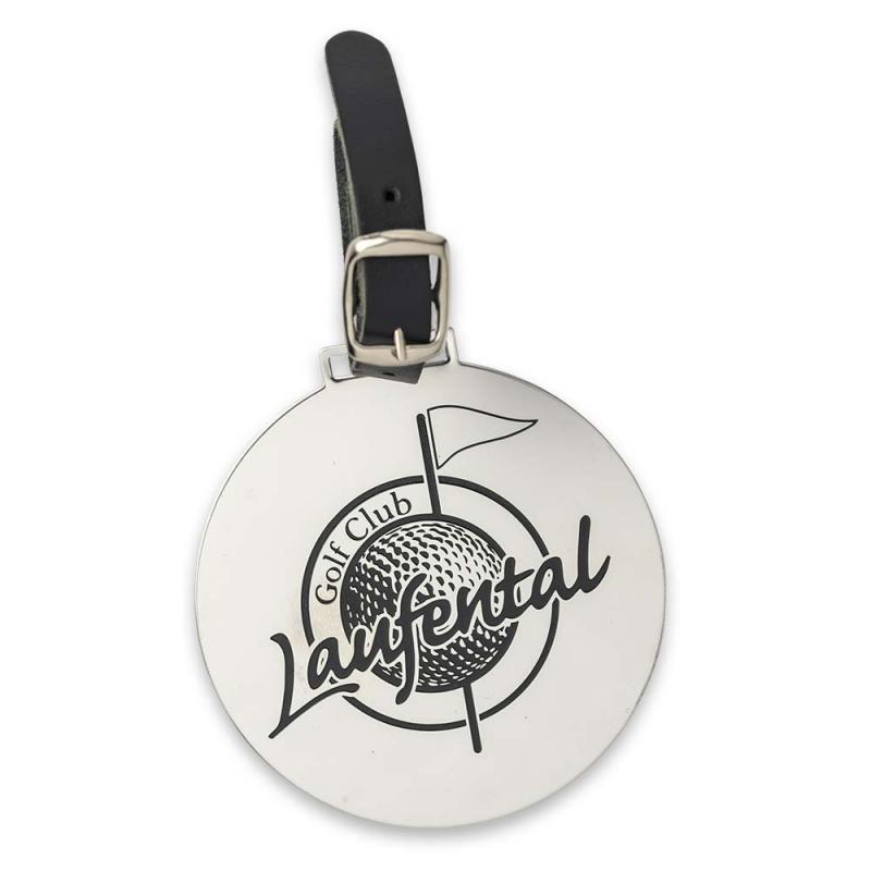 BagTag aus Metall mit geätztem Logo